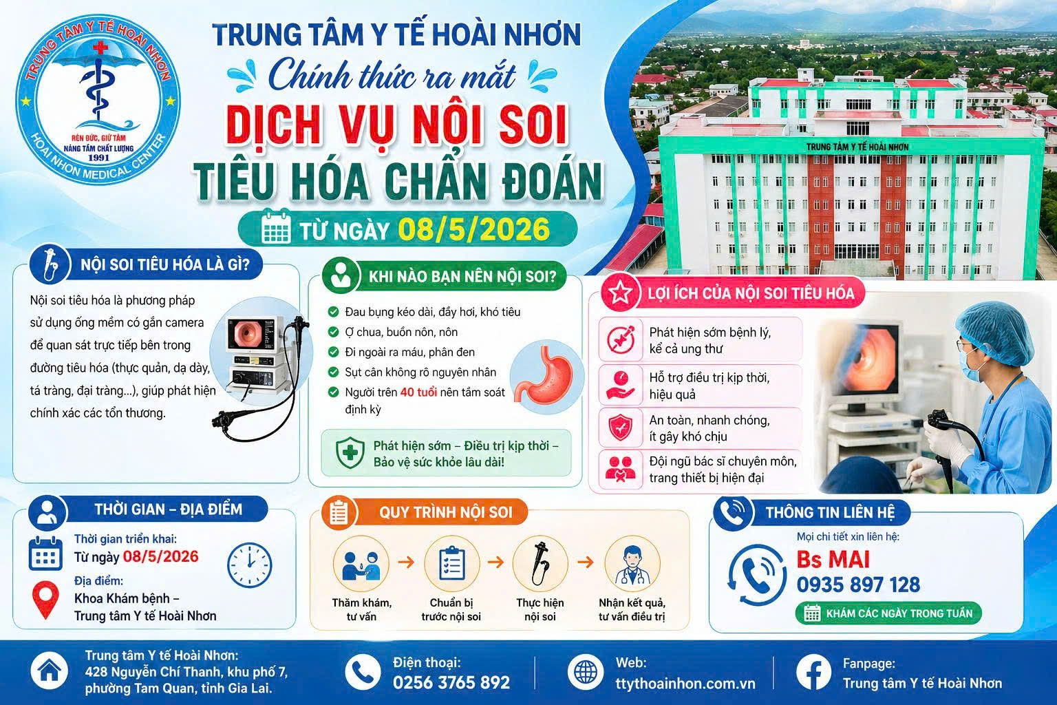 TRUNG TÂM Y TẾ HOÀI NHƠN TRIỂN KHAI DỊCH VỤ NỘI SOI TIÊU HÓA CHẨN ĐOÁN